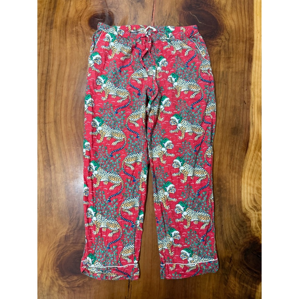 Printfresh Womens Pajama Pants M Bagheera Leopard Cotton Christmas Drawstring F5
